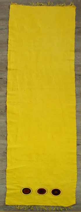 Chemin de table équitable Sphère Anis en coton éthiopien filé, tissé et brodé à la main