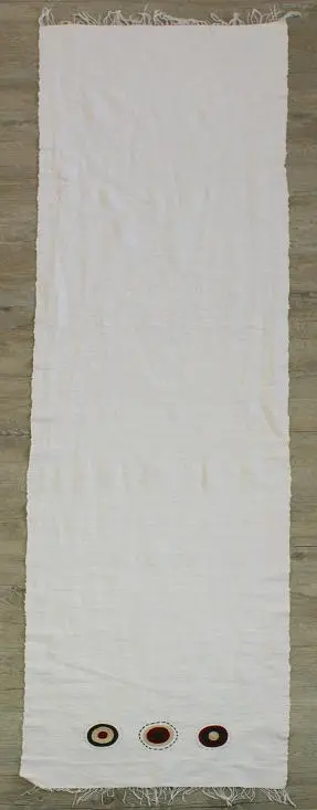 Chemin de table équitable Sphère Ecru en coton éthiopien filé, tissé et brodé à la main