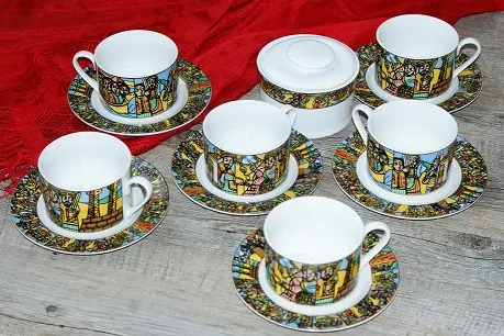 Service à Thé éthiopien en porcelaine