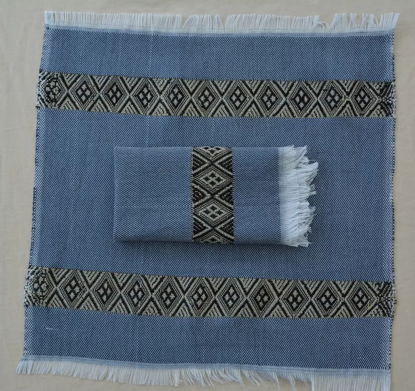 Serviettes de table Bleu Tibeb Bleu nuit en coton éthiopien tissées à la main