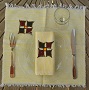 Gondar Jaune brodée rouge vert Nappe éthiopienne brodée