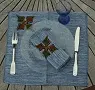 serviettes de table éthiopiennes Gondar Turquin brodée marron vert