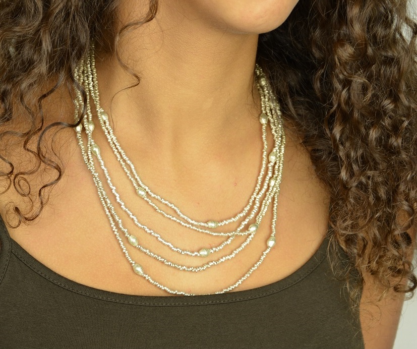 Collier éthiopien plaqué argent fait à la main