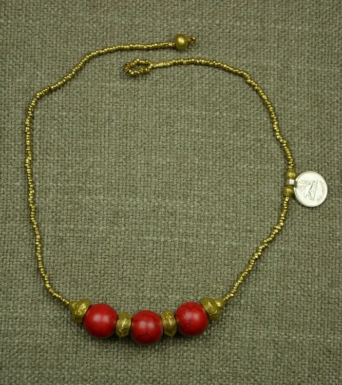 collier éthiopien Abyssinia Negus Carmin entièrement fait à la main en laiton recyclé plaqué argent