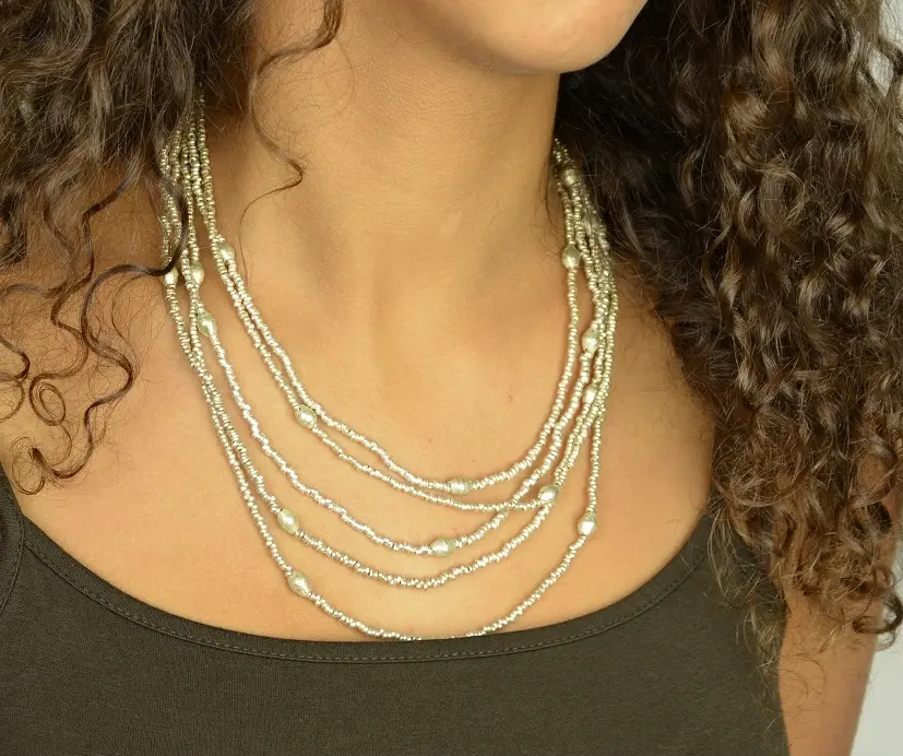 Collier éthiopien plaqué argent fait à la main