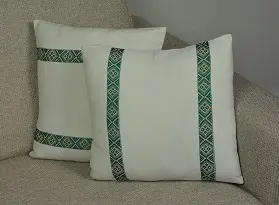 Housse de coussin Tribu Vert en coton éthiopien filé à la main