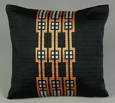 Housses de coussins équitables Ethnique Noir en coton éthiopien filé à la main