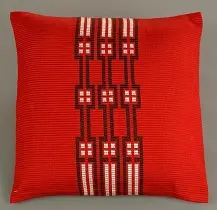 housses de coussins équitables Ethnique Rouge en coton éthiopien et rayonne, filé à la main