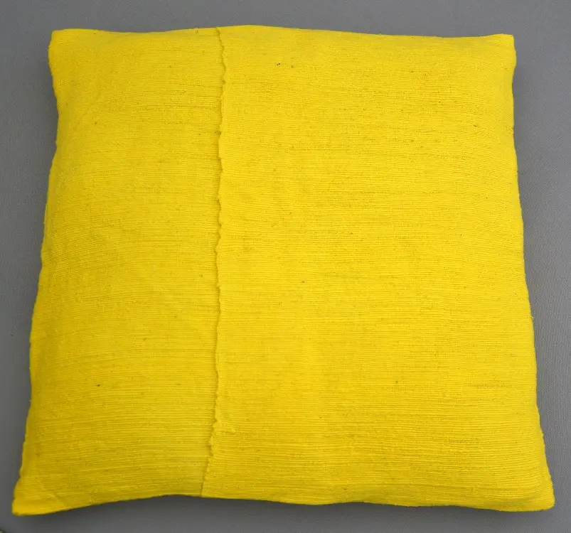 Housse de coussin Rameau Banane en coton éthiopien filé, tissée et brodée à la main