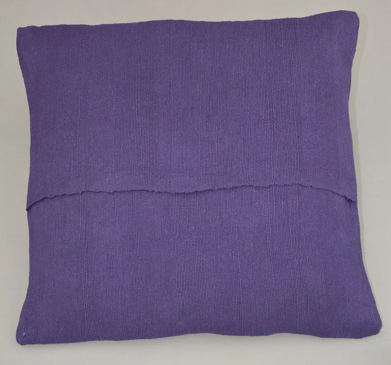 Housse de coussin Rameau Iris en coton éthiopien filé, tissée et brodée à la main