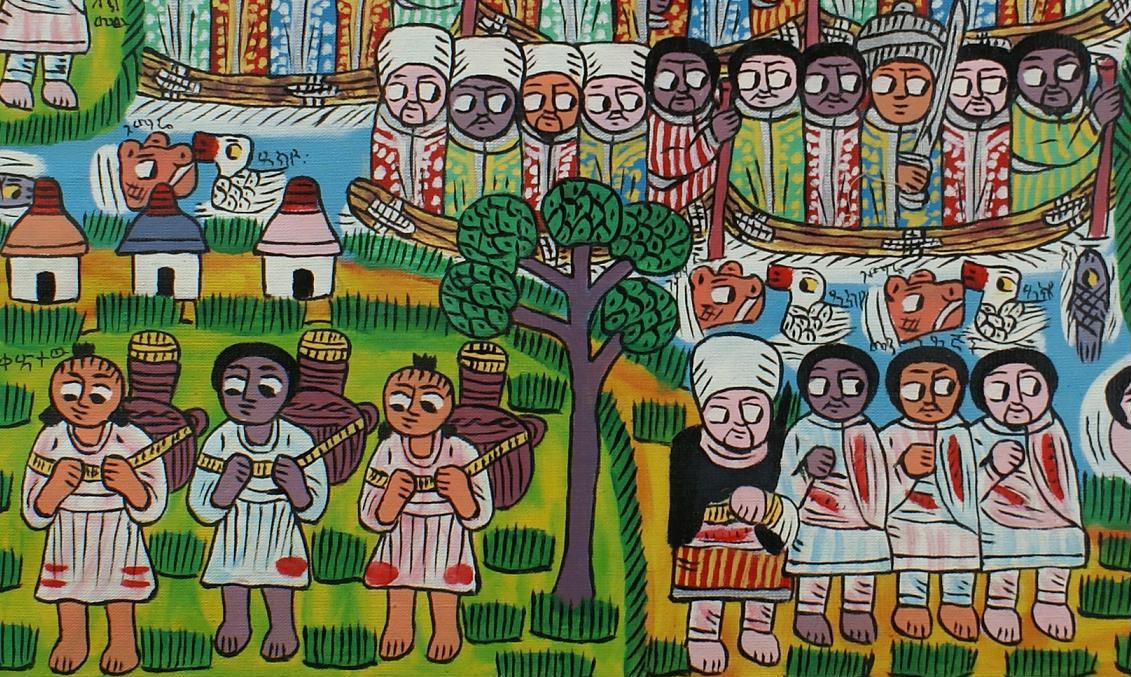 Peinture éthiopienne avec dessins traditionnels