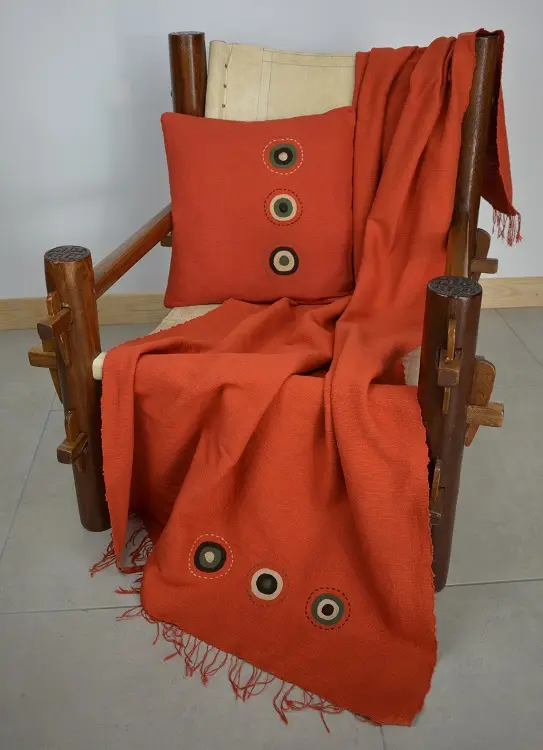 Jeté de canapé, couvre lit Sphère Cardinal fait main en coton éthiopien