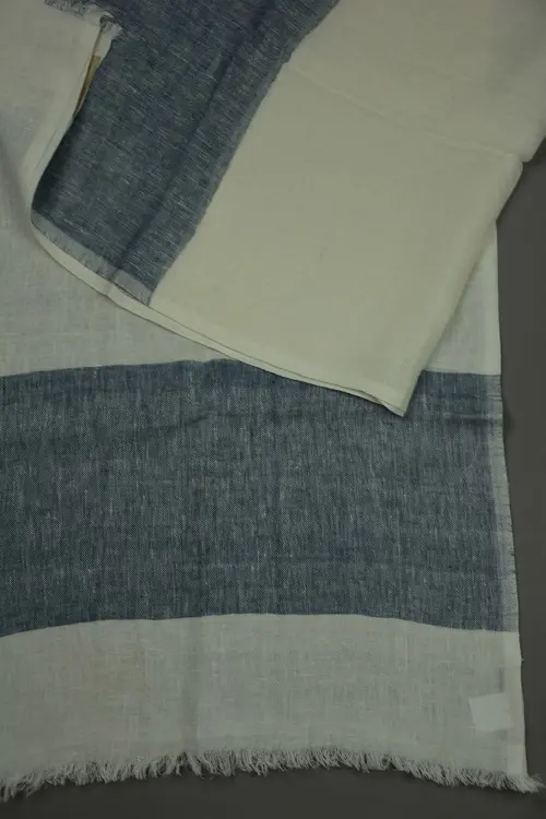 Echarpe éthiopienne équitable bleue en lin tissée à la main