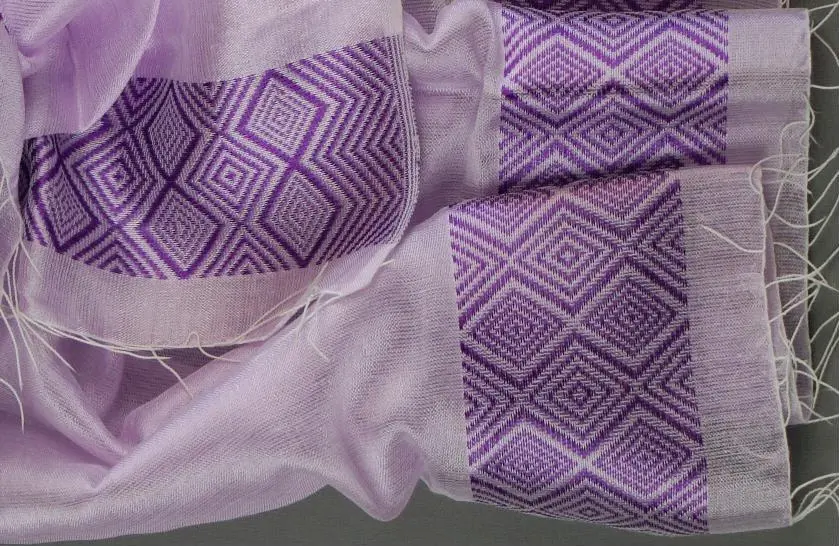 Echarpe équitable éthiopienne mauve en coton éthiopien et rayonne