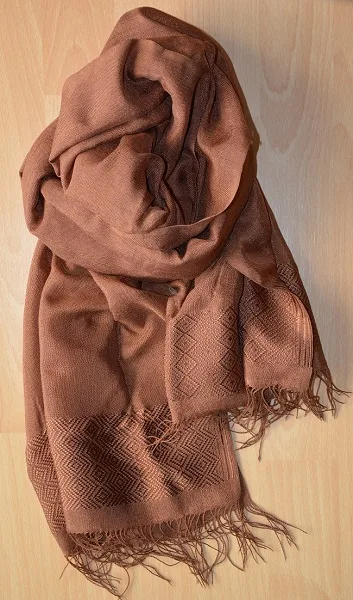 Echarpe ethiopienne cacao en rayonne & Polyester tissée à la main