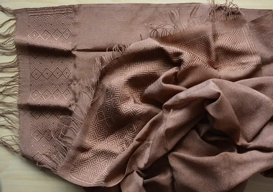 Echarpe ethiopienne cacao en rayonne & Polyester tissée à la main
