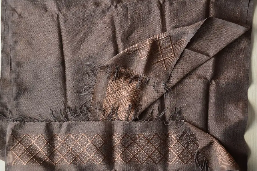 Echarpe ethiopienne cacao en rayonne & Polyester tissée à la main
