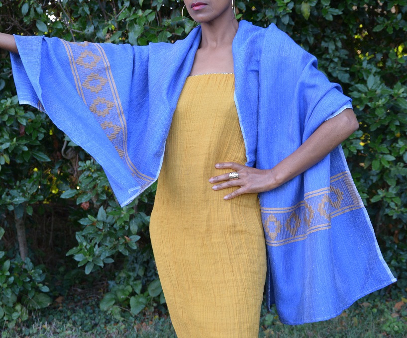 Echarpe éthiopienne en polyester tissée à la main