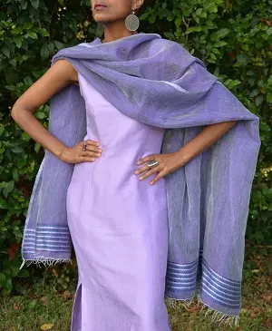echarpe équitable Addis Abeba Violet Bleu en coton éthiopien et rayonne.