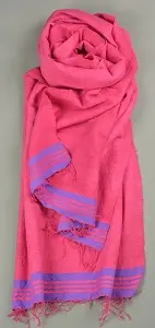 Echarpe en coton Fuchsia Indigo Echarpe artisanale équitable tissée à la main en coton éthiopien