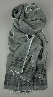 Echarpe artisanale Addis Abeba Gris Anthracite en coton éthiopien et rayonne.