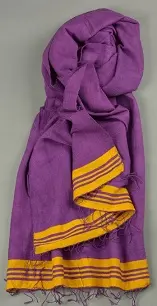 Echarpe en coton Pourpre Safran Echarpe artisanale équitable tissée à la main en coton éthiopien