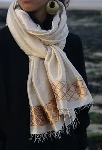 Echarpe éthiopienne équitable Shirib Doré en coton éthiopien et rayonne