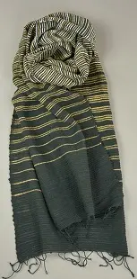 Echarpe equitable ethiopienne en coton tissée à la main avec des gros fils de coton filés à la main