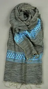 Echarpe éthiopienne artisanale Arada Denim 1 en polyester tissée à la main