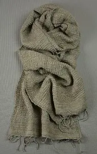 Echarpe éthiopienne Elégance acier en soie de mûrier et soie sauvage bio filée et tissée à la main