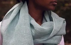 Echarpe éthiopienne Organique Bleu en lin tissée a la main