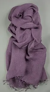 Echarpe éthiopienne Organique Prune en lin tissée a la main