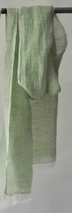 Echarpe éthiopienne Organique Ivoire Fougère en lin tissée a la main
