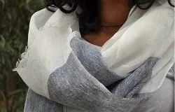 Echarpe éthiopienne Organique Touche bleue en lin tissée a la main