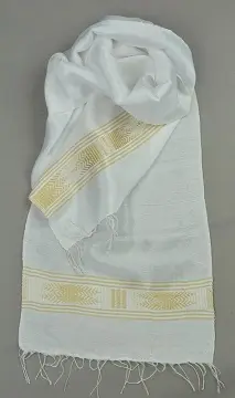 Echarpe fine et élégante en coton éthiopien mélangé à de la rayonne et tissée à la main.