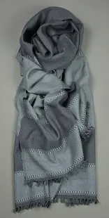 Echarpe éthiopienne artisanale Suave Acier en pure laine tissée à la main