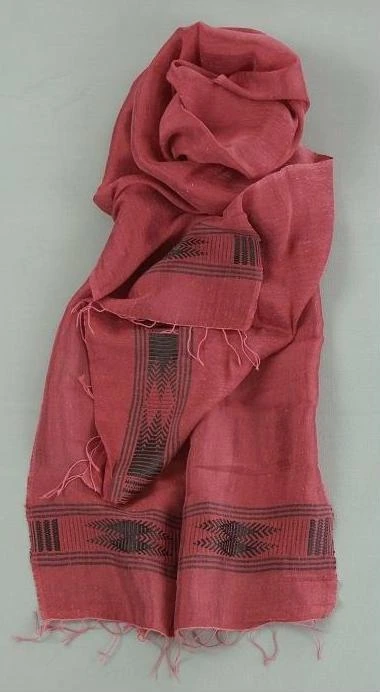 Echarpe africaine bordeaux en coton éthiopien et rayonne tissée à la main