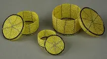 Boîtes Gigognes en perles éthiopiennes Jaune Or 1 faites à la main