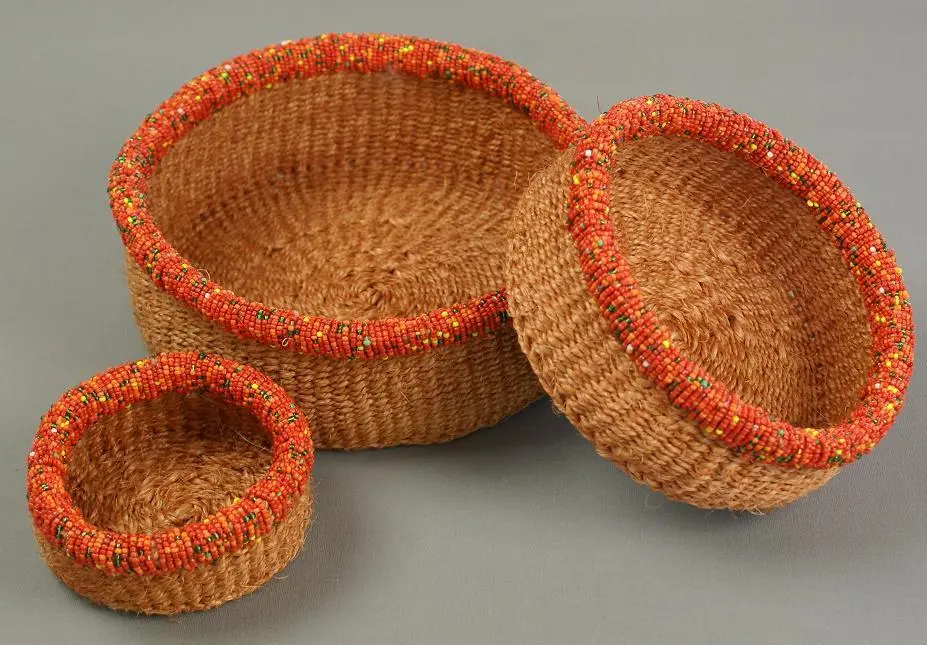 panier en corde ethiopien Corail fait à la main