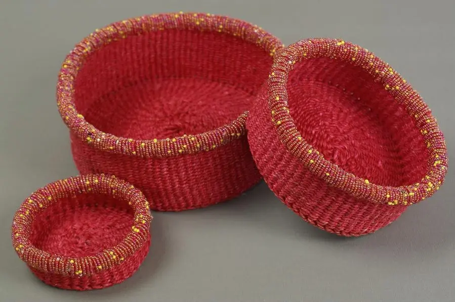 panier en corde ethiopien Rose fait à la main