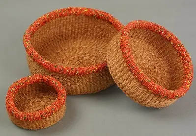 Paniers en corde éthiopiens Corail faits à la main